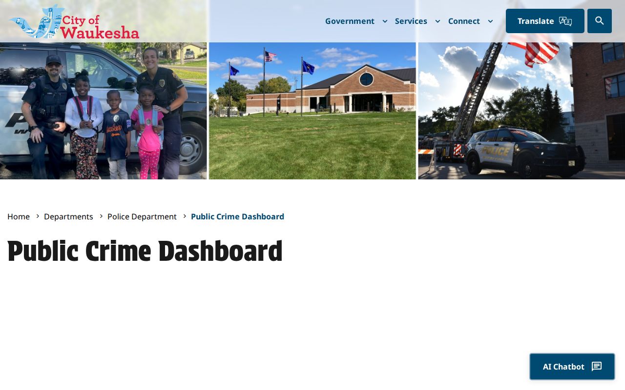 Waukesha County police incident record dashboard