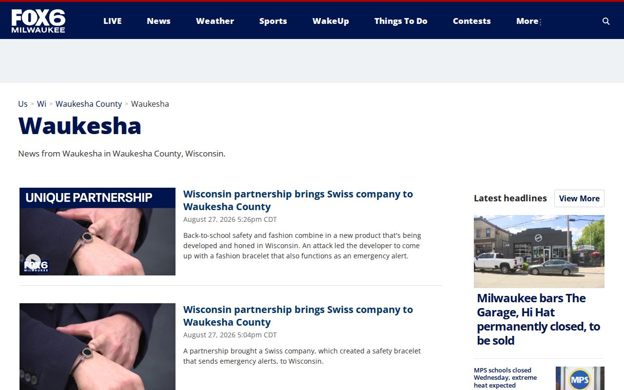 FOX6 Waukesha local news tag page