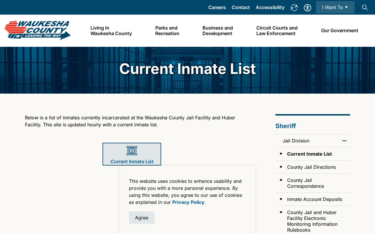 Waukesha County current inmate roster information